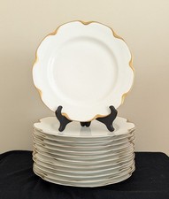 12 Haviland Limoges France Gold Rim Dinner Plates 9.75" Silver Anniversary
