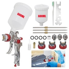 Spray Gun Paint Gun Kit HVLP Gravity Feed Air 1.4mm 1.7mm 2mm 3 Nozzles 600ML