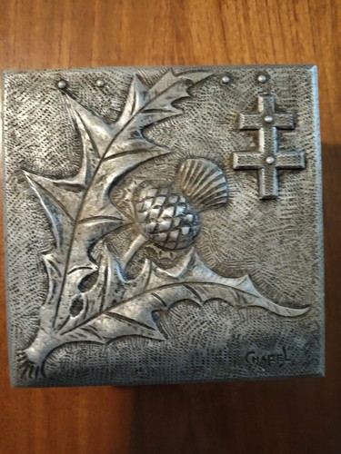 Pewter and wooden - and, box