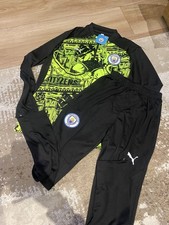 Puma Manchester City Tracksuit -   Black &Neon Green football Dri Fit Medium New