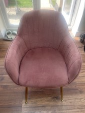 Modern Kitchen Dining Pink Velvet Chair Living Room Armchair Metal Legs