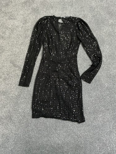 Zara black sequin mesh mini - black,