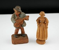 2 x Miniature Carved Black Forest Wooden Figures