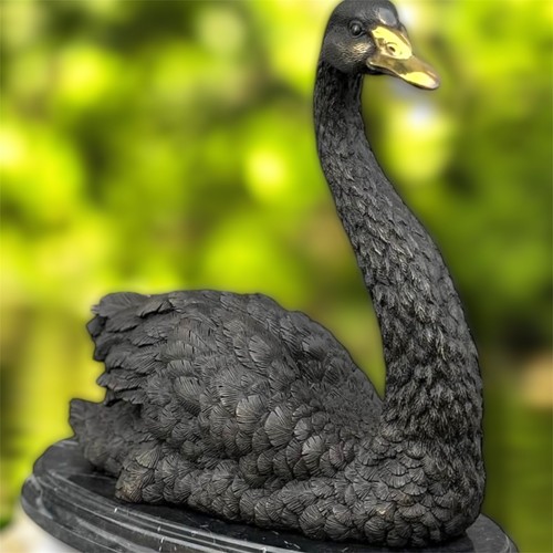 Bronze swan sculpture - swan,