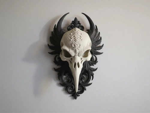 Raven skull wall art gothic - wall,
