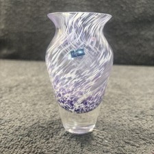 Lovely Caithness - Small Glass Lilac, Purple + White Bud Vase 4.5"