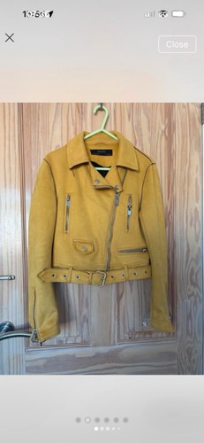 Zara mustard faux suede - faux, biker