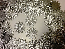 100 Fabric Glittery Flower Motifs - 20mm for Card Craft Sewing Dresses & Wedding