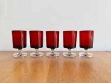 Vintage Set of 5 Red Drinking Glasses by Luminarc