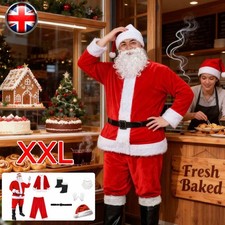 Men's Adult Santa Claus Costume Father Christmas Fancy Dress Cosplay Suit XXL