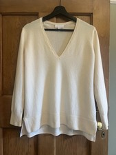 The White Company Women's 100% Cashmere Wool Jumper Size UK 12 Long Sleeve Cream