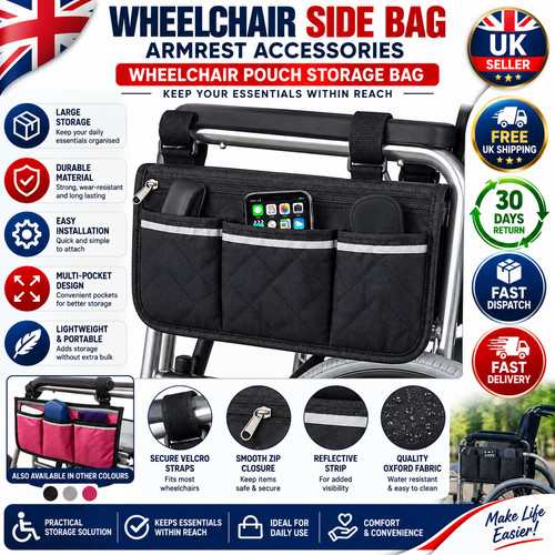 Wheelchair side bag armrest - bag,