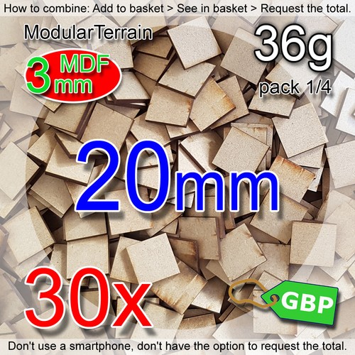 30x 3mm mdf 20mm - square, base