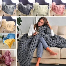 Large Soft Chunky Knitted Blanket Thick Yarn Bulky Knit Throw Sofa Bed Blankets