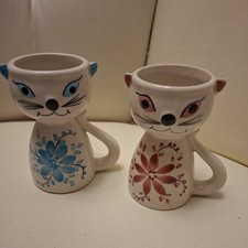 2xVintage Secla Cat Egg Cups -