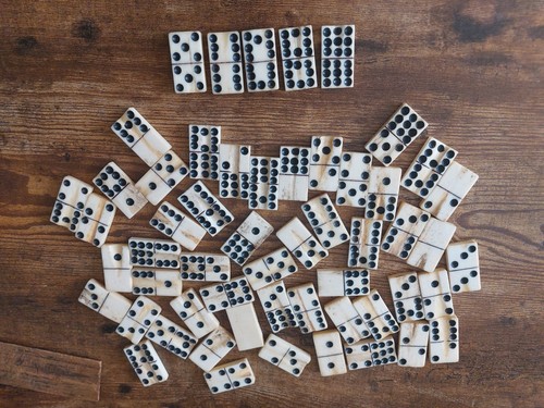 Antique bone double domino - antique,