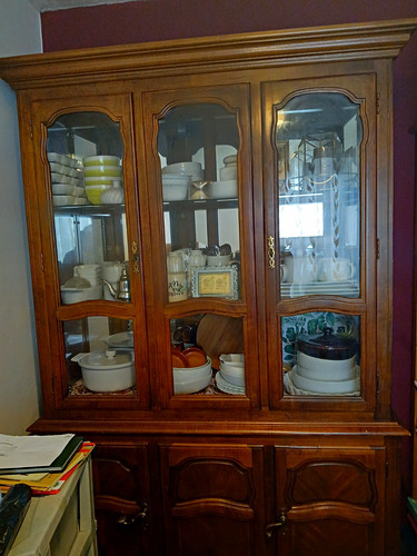 Brown wood glass display - &,