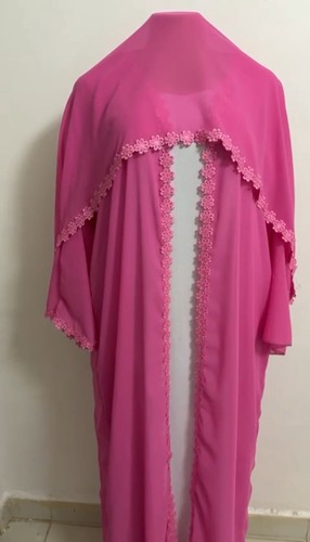 Pink lace abaya comes with - pink,