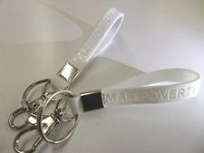 2x MAKE POVERTY HISTORY Charity KEYRING white Hunger Aids Earthquake awareness