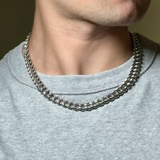Thick Heavy Silver Miami Cuban Curb Link Chain Necklace, 45cm 18” Long, 9mm Thic