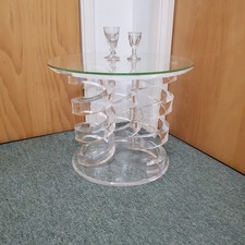 Charles Hollis Jones, Transparent Lucite,  Spiral leg Wine Table