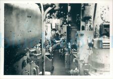 1980s Press photo Fleetwood trawlers worker in Ships engine room 7*5"