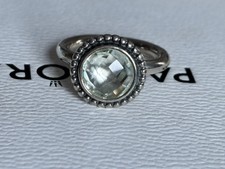 Pandora Retired Green Amethyst Autumn Skies Ring Size 54 V.Good 