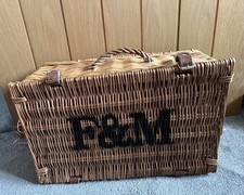 Fortnum and Mason F&M Wicker Hamper Basket , 42cm x 26cm x 19cm with straw 
