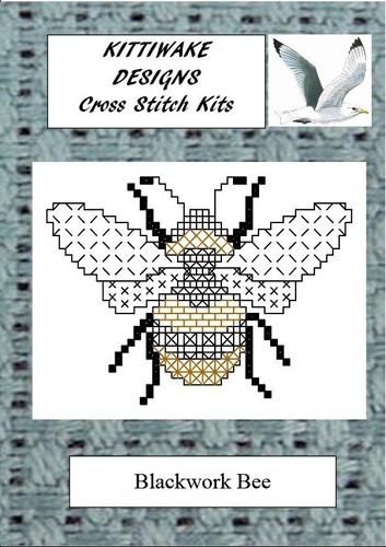 Blackwork bee embroidery cross - bee, embroidery/cross
