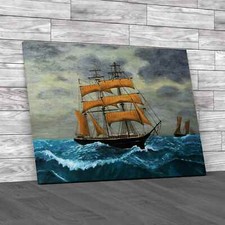 Sail Ship At Stormy Sea Canvas