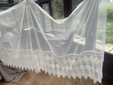 2x VTG Job Lot Victorian Lace Embroidered Curtains Voile Flower Vine