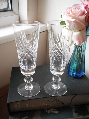 Pair pretty lead crystal - pair,