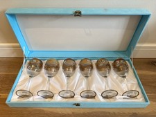 Six Venetian Glass J Preziosi Co. Gold Gilt Goblets/Wine Glasses. Murano Italy