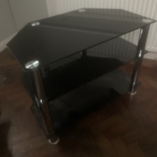 Glass Corner TV Stand Black