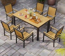 6 Seater Garden Dining Table and Chairs Outdoor Patio Furniture Set Modern