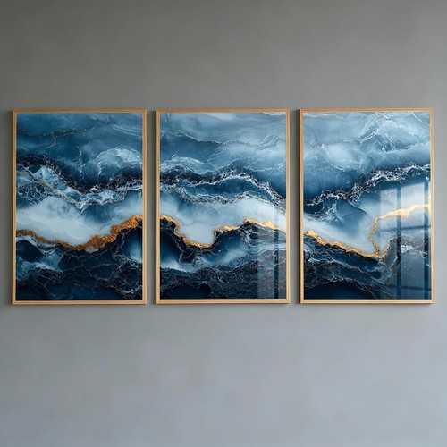 Navy blue gold canvas - wall, art