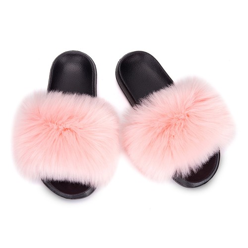 Fox raccoon fur slippers - fox,
