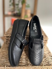 Hotter Sunset Shoes black leather comfort Flat shoes UK 5 EU 38 EXF Extra Wide