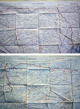 Flying map silk map of Bucuresti (Romania) and Lublin (Poland) 1:1,000,000  