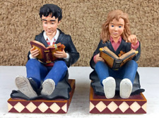 Harry Potter HERMIONE & HARRY BOOKENDS Set 2000 Enesco 5.5" (BROKEN WAND)