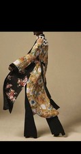 ZARA Kimono patchwork Dress Midi  Kaftan Maxi Duster spots RARE aab VIBATGE S