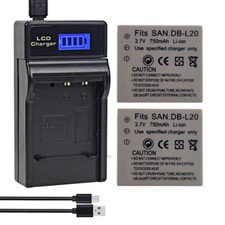 2 Battery +LCD Charger for DB-L20 Sanyo Xacti VPC-CA6 CG6 CG65 VPC-CG9 VPC-CA9