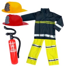 CHILDS FIREFIGHTER COSTUME FIREMAN UNIFORM BOOK DAY UNISEX PARTY FANCY DRESS