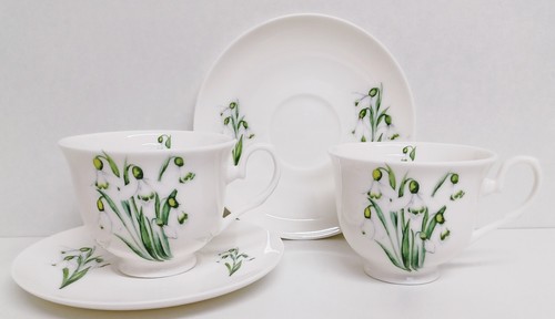 Snow drop tea cups saucers - 2,