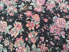 Flowers on black background  Fabric Remnant. 41" x 41".