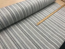 WOOLLEN STRIPE TICKING  FABRIC 140CMS WIDE UPHOLSTERY CURTAIN MATERIAL GREY