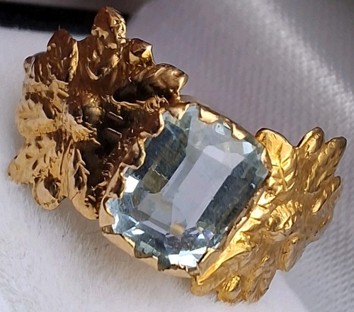 18ct gold aquamarine - gold, antique