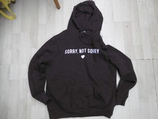 PRIMARK BURGUNDY HOODIE HOODY JUMPER SORRY NOT SORRY VGC SIZE LARGE L 14