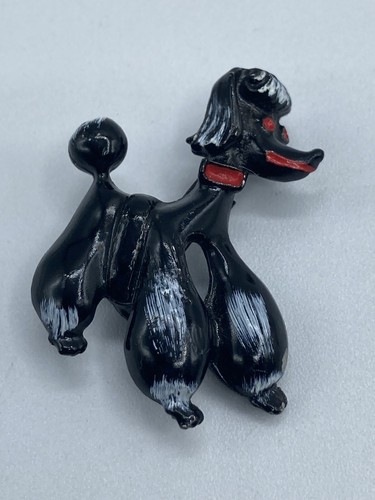 Vintage poodle pin - poodle, black