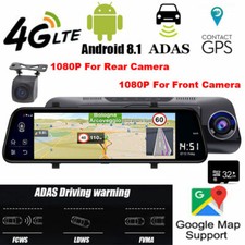4G LTE 1080P GPS Navigation Android Car Mirror Rear Camera Dash Cam Sat Nav +32G